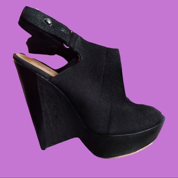 L.A.M.B by Gwen Stefani 🖤Black Suede Platform Wedge 🖤Cone Heel 🖤Size 8.5 - Picture 1 of 13
